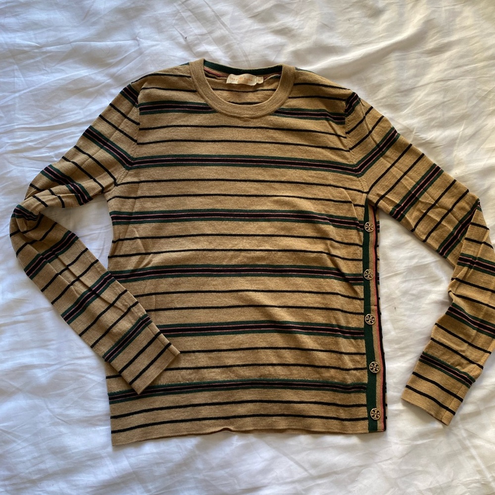Tory Burch 100% Wool Striped Sweater